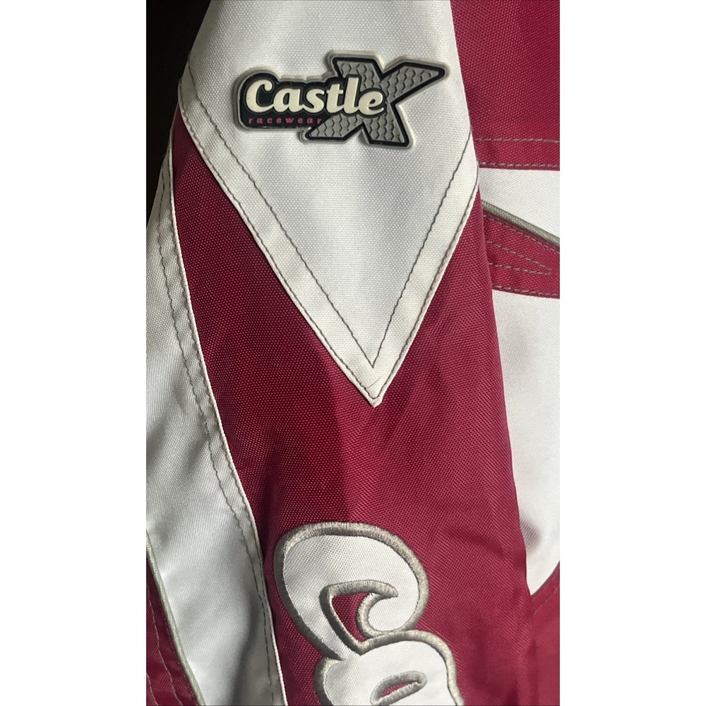Castle X‎ Racing Snowmobile 1/4 Zip Pullover Jacket Women's M Pink White ❄️ EUC - Picture 14 of 16
